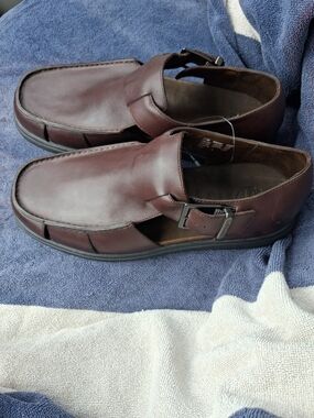 Timberland Men's Dark Brown Leather Casual Buckle Sandals